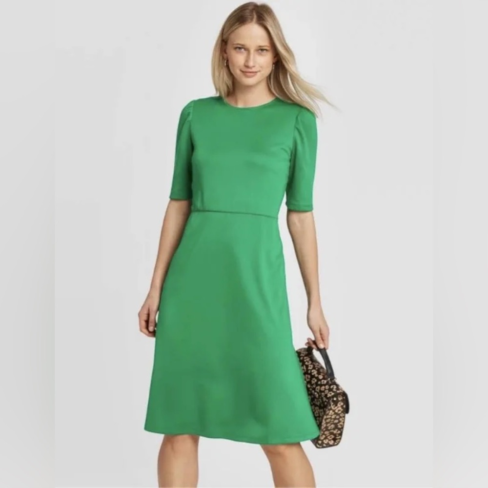 Who What Wear Green Short Sleeve Midi Dress, Size XL - Picture 2 of 5